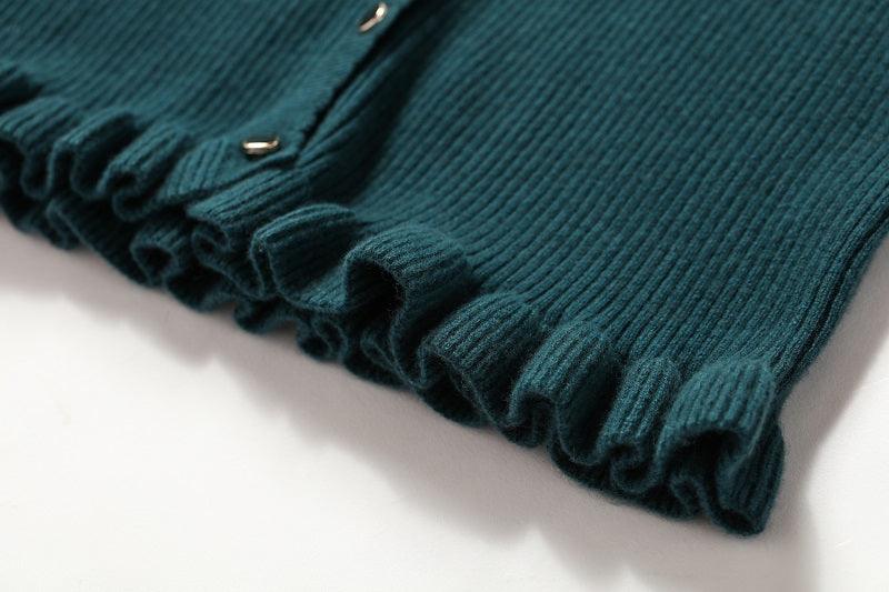 Popular green color 100% cashmere knitted cardign for women's - Lamycashmere