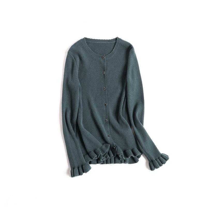 Popular green color 100% cashmere knitted cardign for women's - Lamycashmere