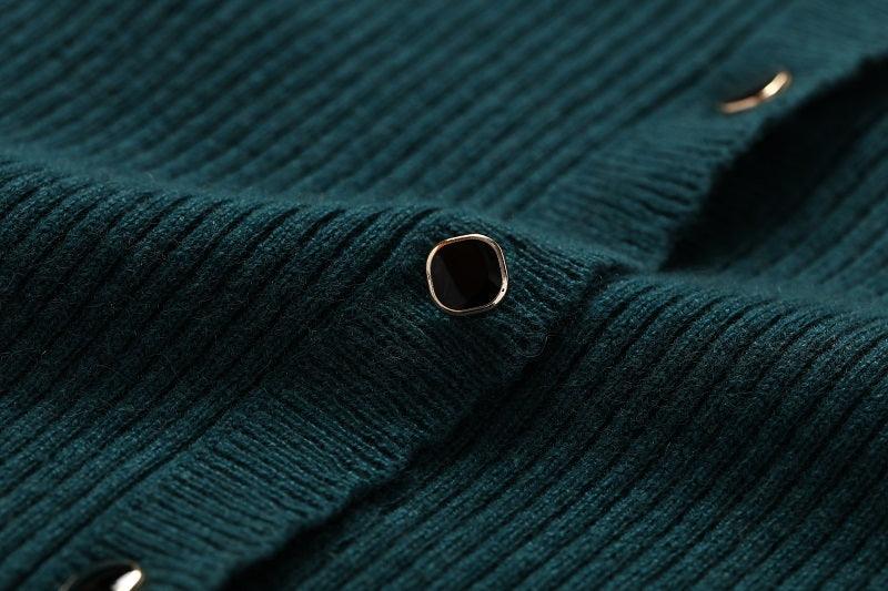 Popular green color 100% cashmere knitted cardign for women's - Lamycashmere