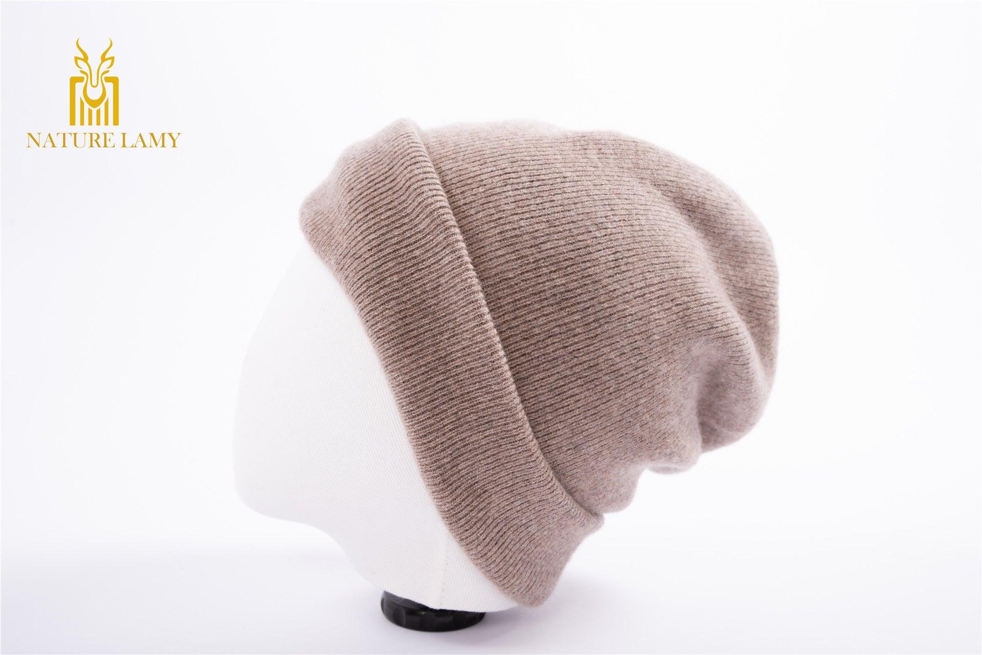 Popular style of 100 percent cashmere knitted beanie heavy style hat for unisex - Lamycashmere