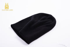 Popular style of 100 percent cashmere knitted beanie heavy style hat for unisex - Lamycashmere