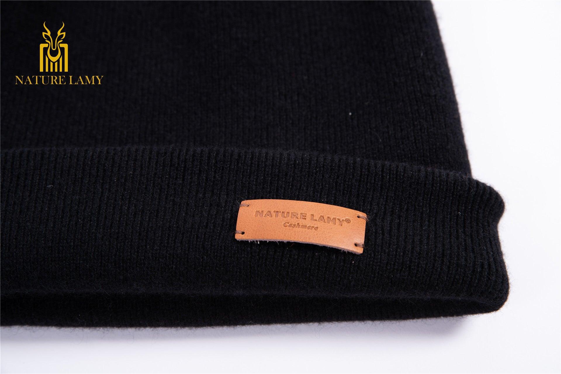 Popular style of 100 percent cashmere knitted beanie heavy style hat for unisex - Lamycashmere