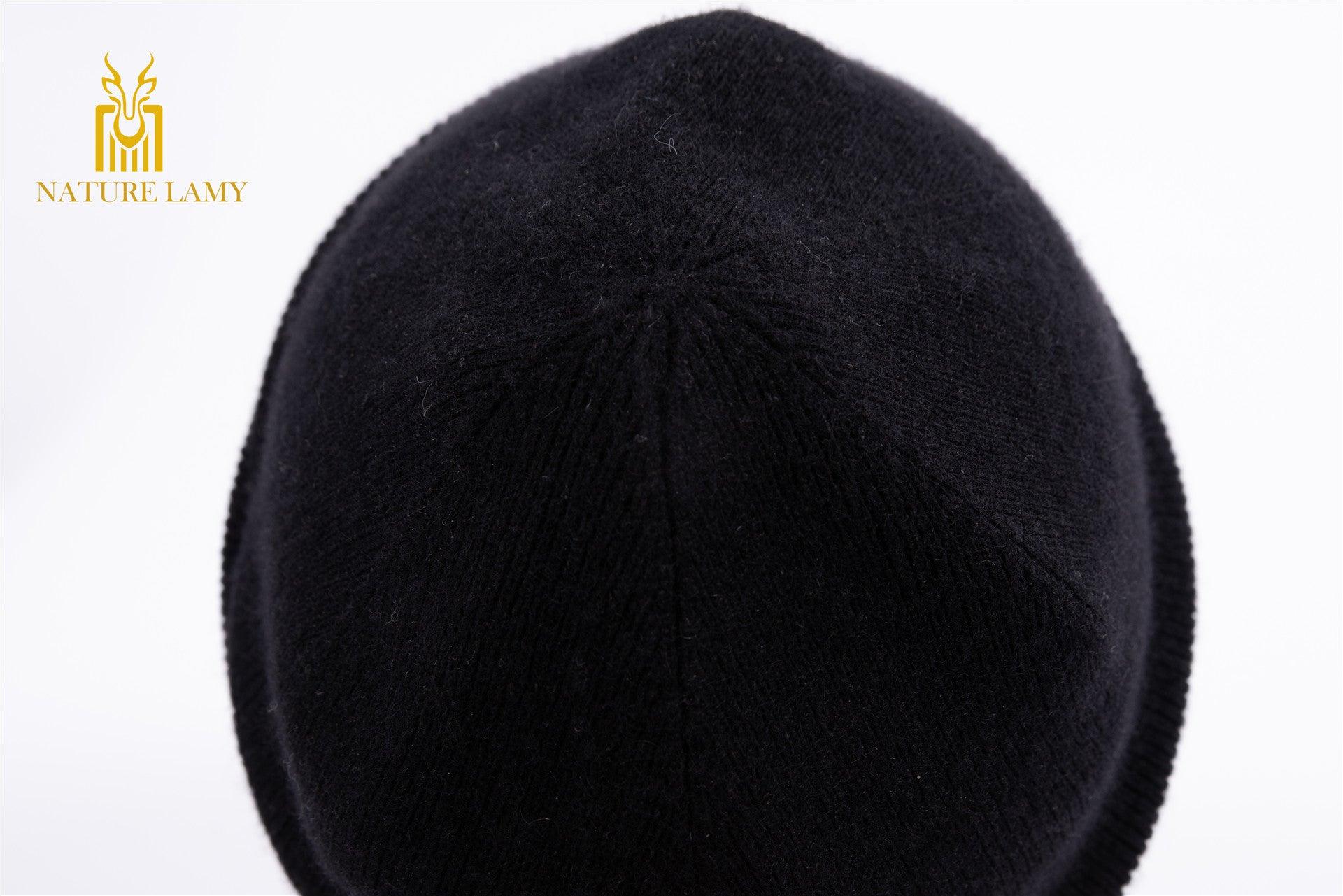 Popular style of 100 percent cashmere knitted beanie heavy style hat for unisex - Lamycashmere