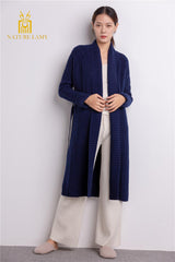 Popular style of cashmere and wool blended knitted coat long cardigan for lady's - Lamycashmere