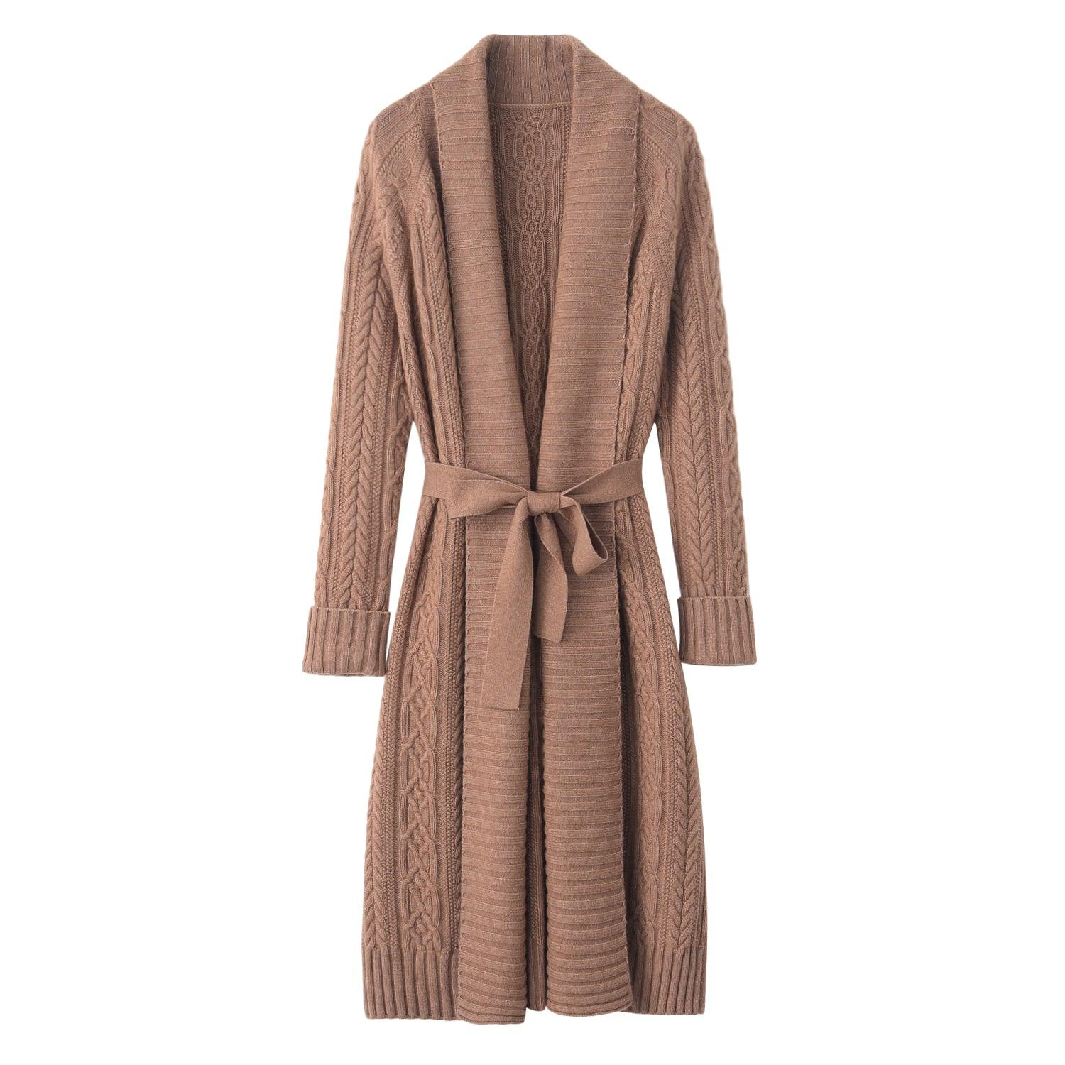 Popular style of cashmere and wool blended knitted coat long cardigan for lady's - Lamycashmere