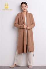 Popular style of cashmere and wool blended knitted coat long cardigan for lady's - Lamycashmere