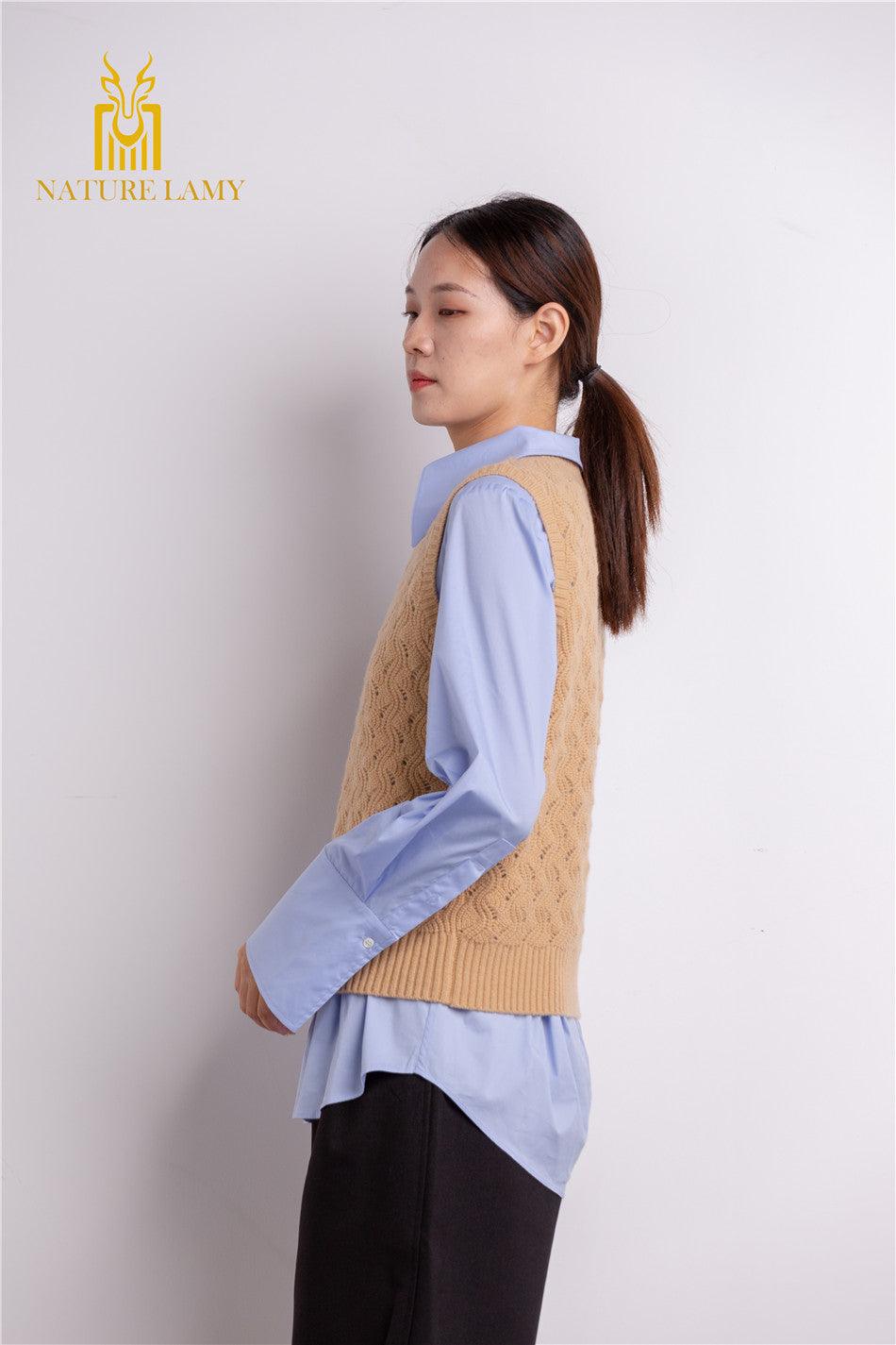 Popular style of pure cashmere knitted round neck top S/S collection for lady's - Lamycashmere