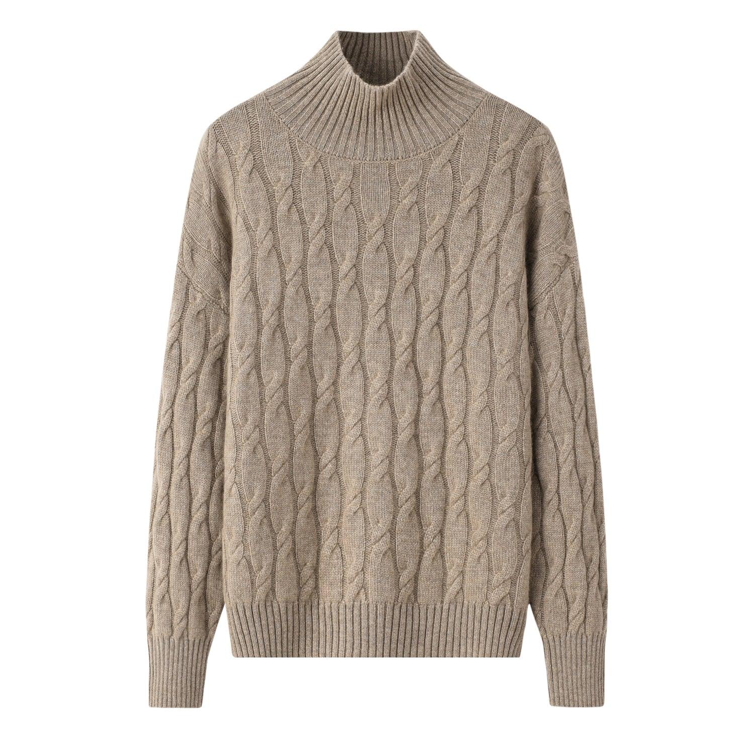 Popular style of top quality pure cashmere cable knitted turtleneck sweater for lady's - Lamycashmere