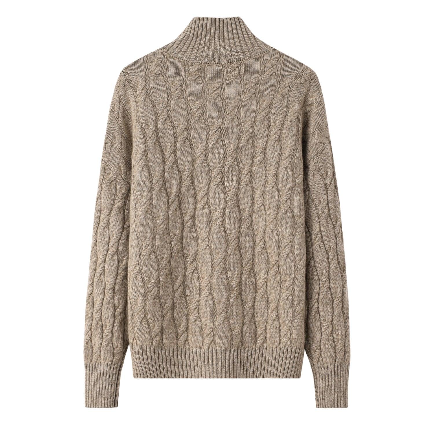 Popular style of top quality pure cashmere cable knitted turtleneck sweater for lady's - Lamycashmere