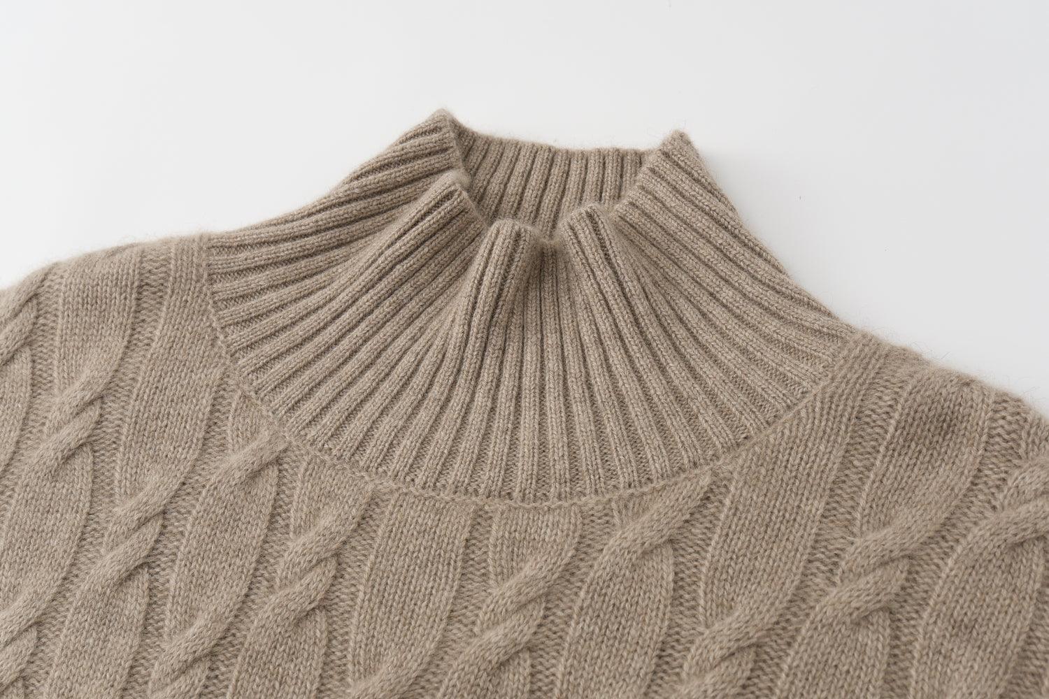 Popular style of top quality pure cashmere cable knitted turtleneck sweater for lady's - Lamycashmere