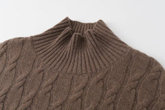 Popular style of top quality pure cashmere cable knitted turtleneck sweater for lady's - Lamycashmere