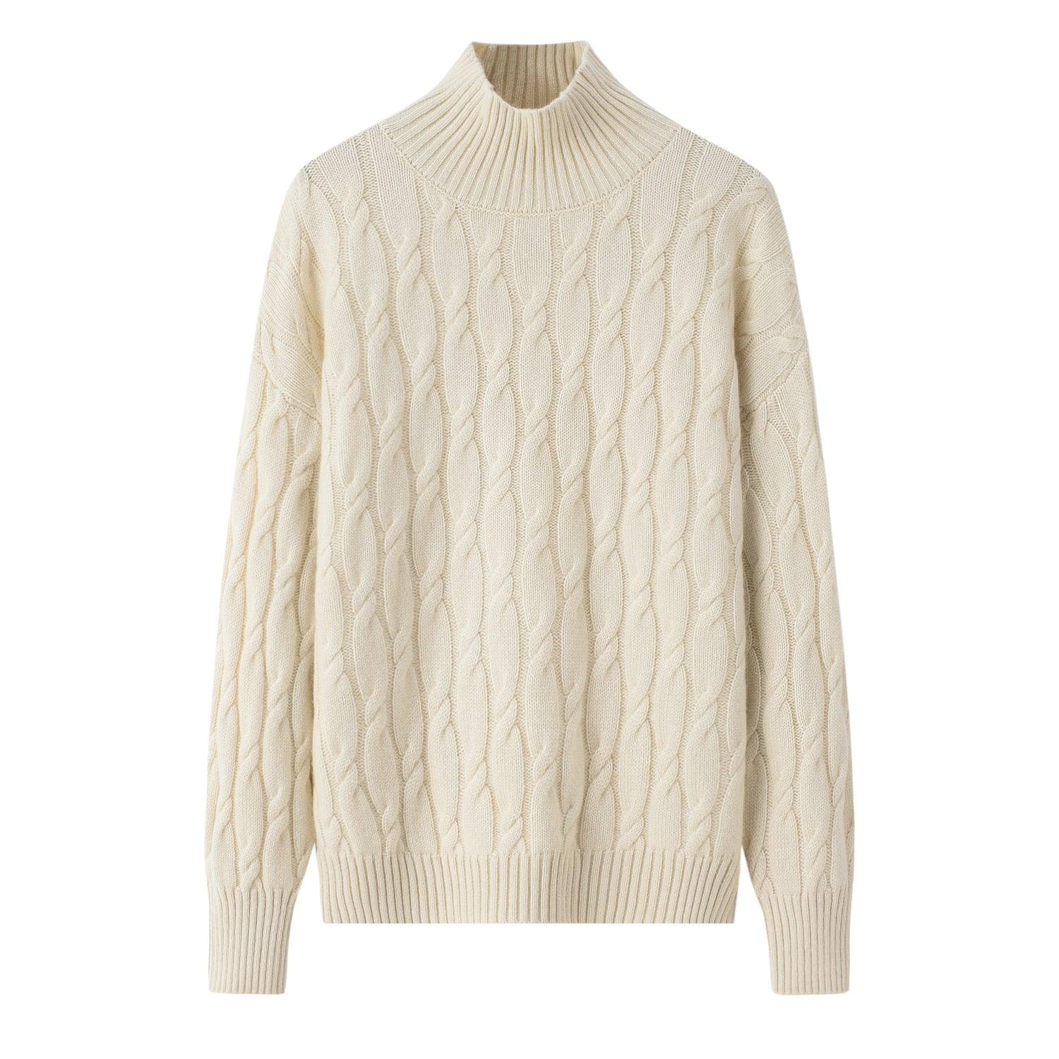 Popular style of top quality pure cashmere cable knitted turtleneck sweater for lady's - Lamycashmere