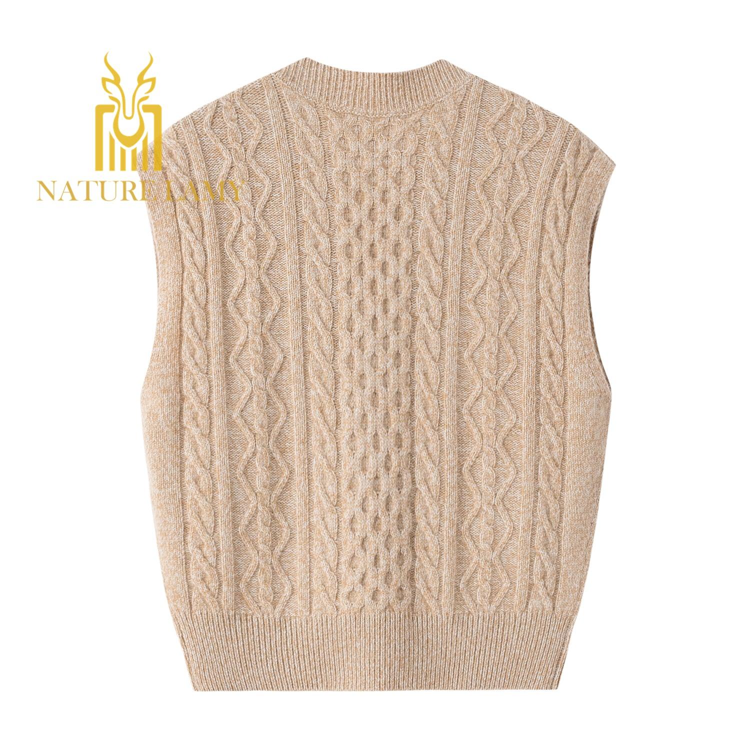 Popular style of warmly pure cashmere knitted V-neck sleeveless vest S/S collection for lady's - Lamycashmere