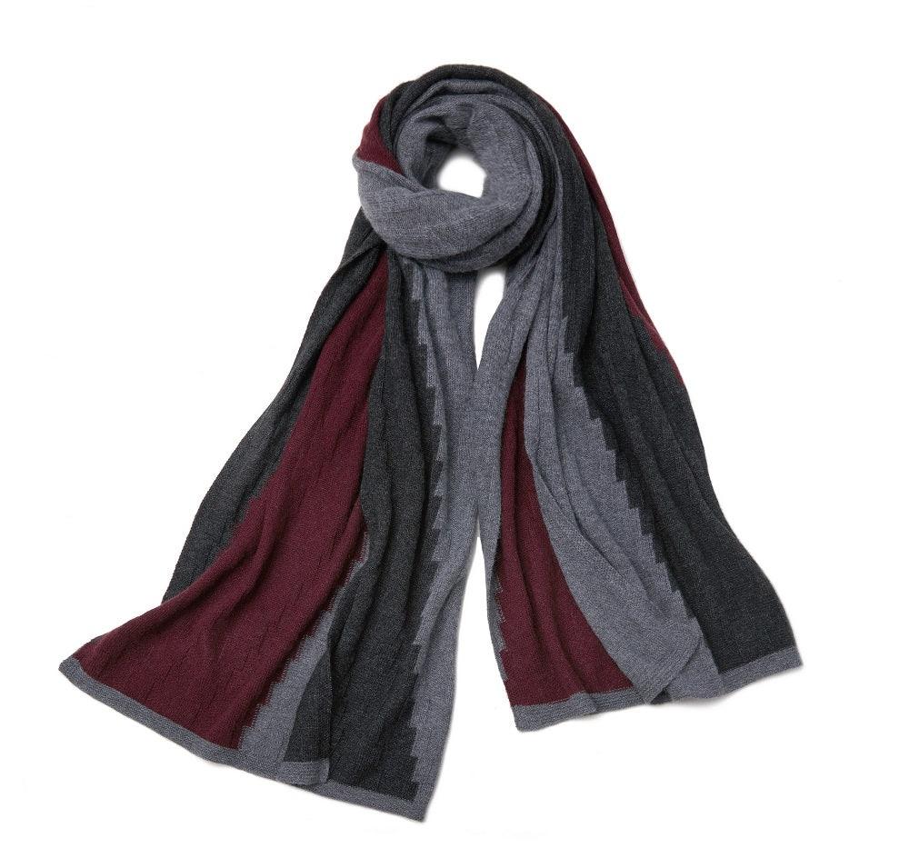 Popular three color matching with 100 pure cashmere knitted shaw scarf for women's - Lamycashmere