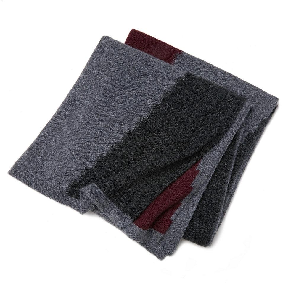 Popular three color matching with 100 pure cashmere knitted shaw scarf for women's - Lamycashmere