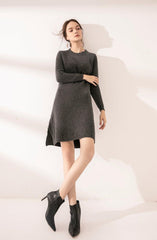 pure cashmere stripe guage women's dress - Lamycashmere