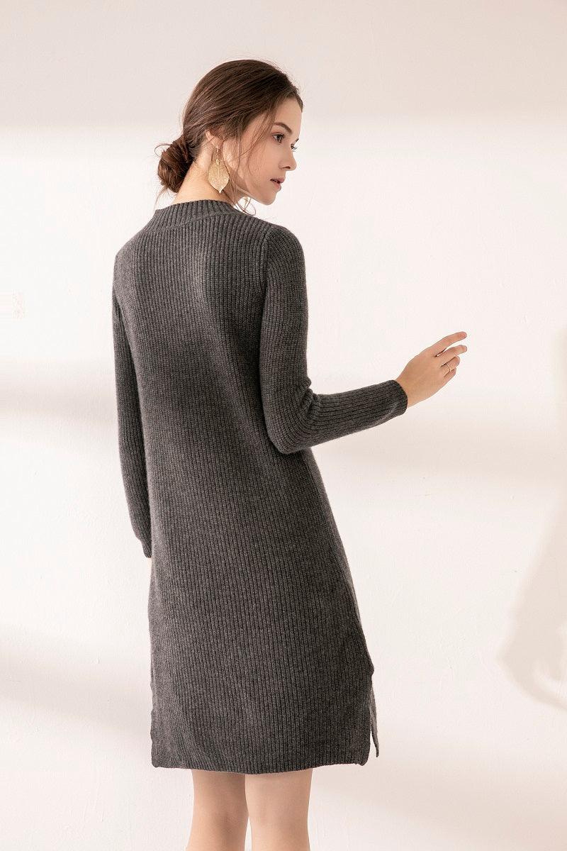 pure cashmere stripe guage women's dress - Lamycashmere