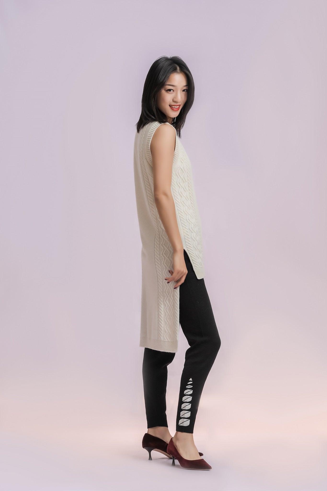 100% Cashmere sleeveless heavy spring sexy women sweater dress - Lamycashmere