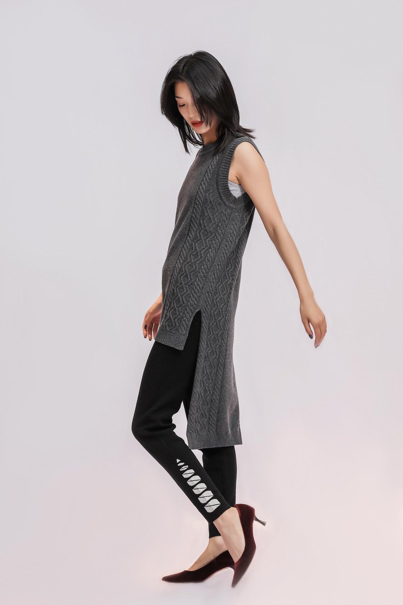 100% Cashmere sleeveless heavy spring sexy women sweater dress - Lamycashmere