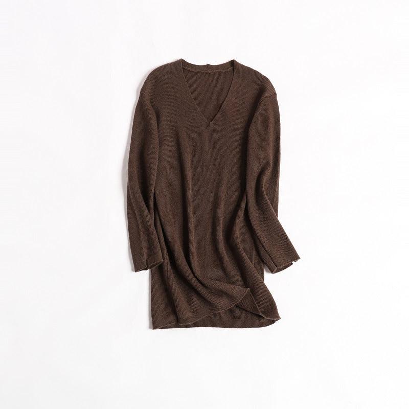 Softest cashmere worsted half sleeve V-neck sweater - Lamycashmere