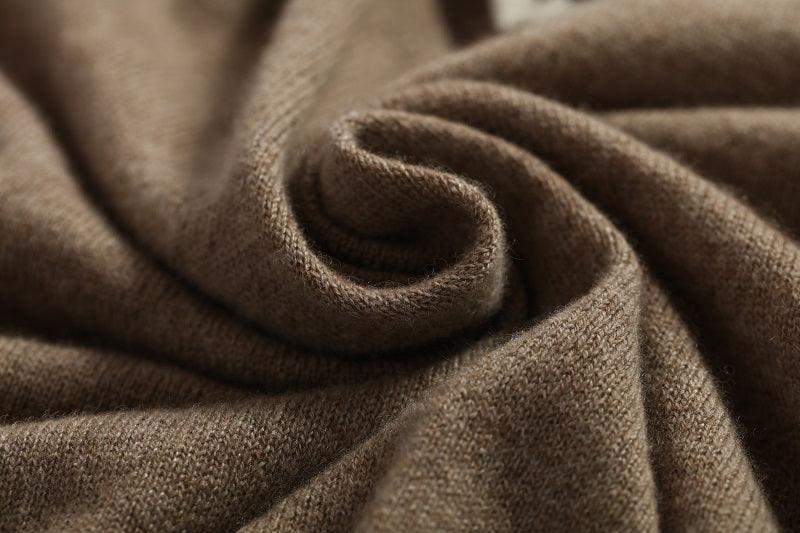 Special color mix 100 pure cashmere knitted V-neck and loose pants suits - Lamycashmere
