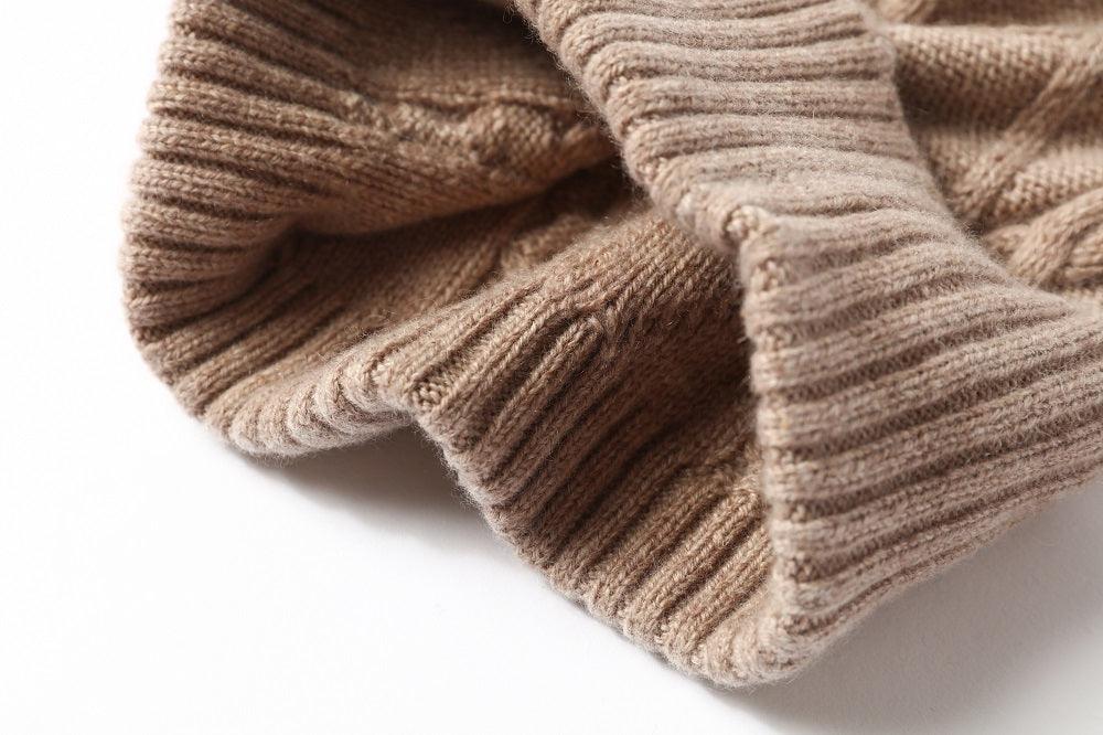 special design and popular color of 100 pure cashmere knitted cable hat - Lamycashmere