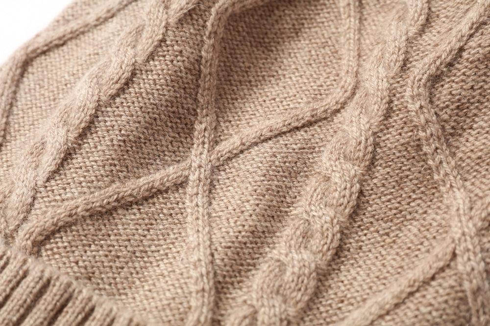 special design and popular color of 100 pure cashmere knitted cable hat - Lamycashmere