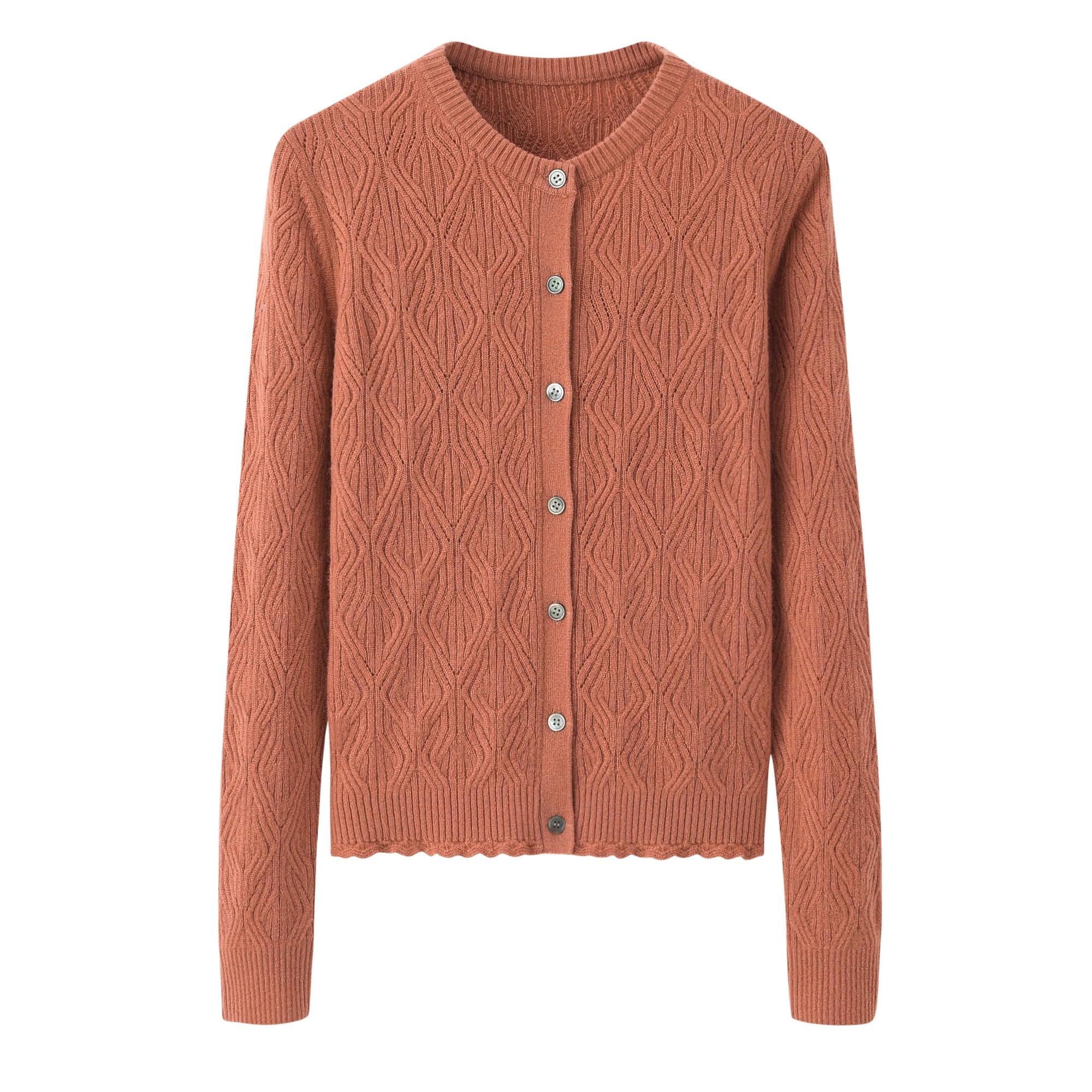 Special guage pure cashmere knitted round neck button cardigan for women's - Lamycashmere