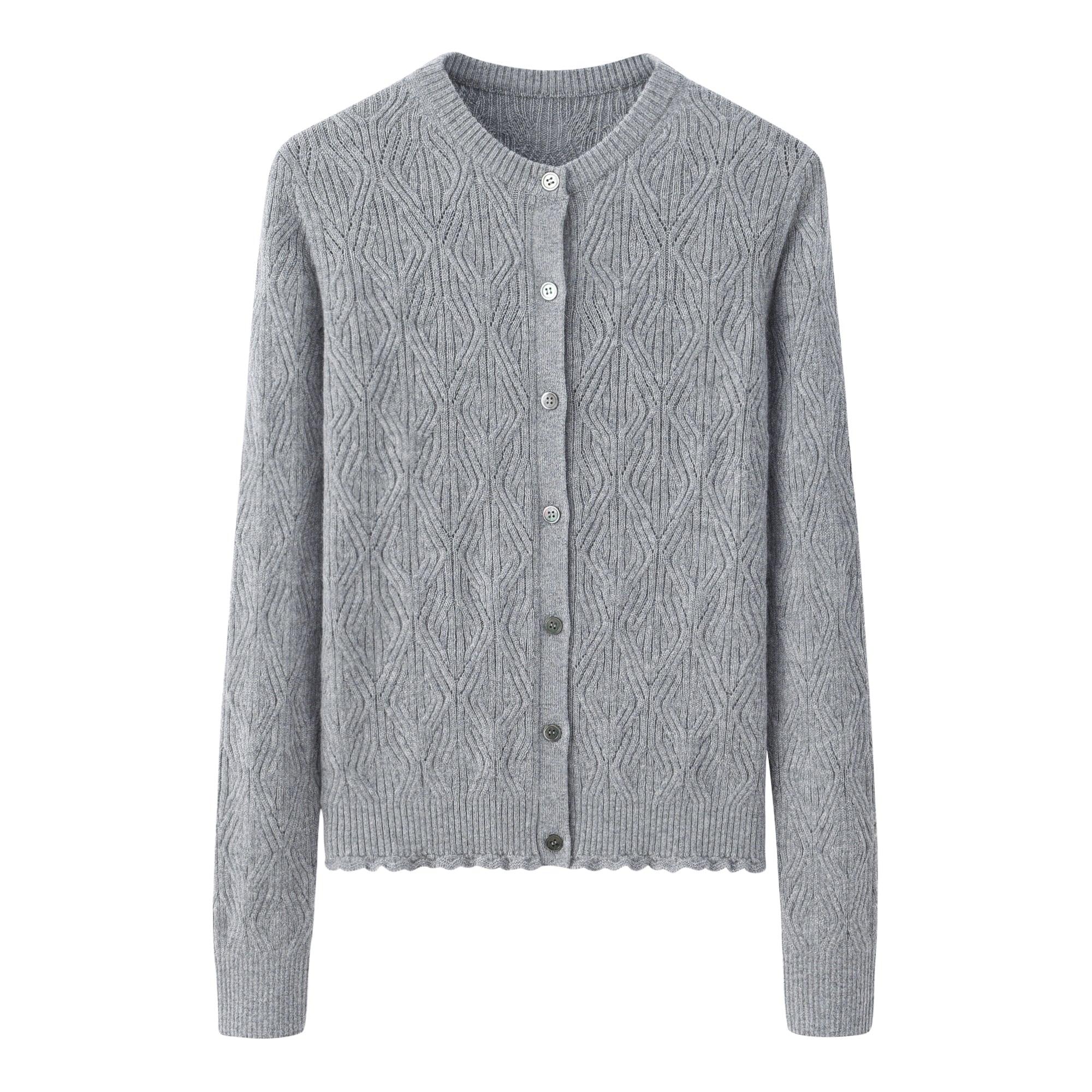 Special guage pure cashmere knitted round neck button cardigan for women's - Lamycashmere