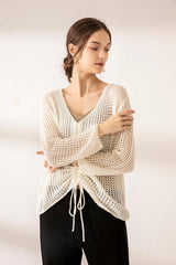 Special hollow-carved design of 100% cashmere knitted sweater - Lamycashmere