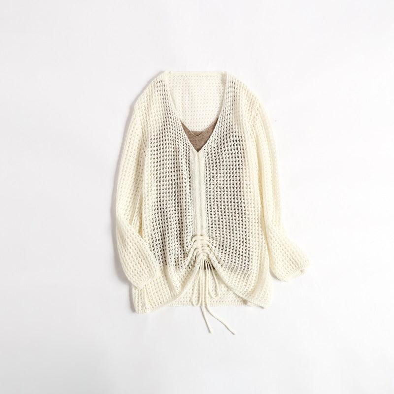 Special hollow-carved design of 100% cashmere knitted sweater - Lamycashmere