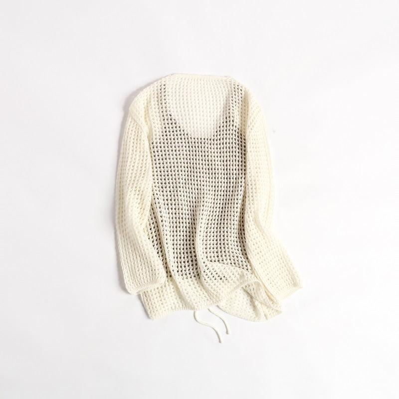 Special hollow-carved design of 100% cashmere knitted sweater - Lamycashmere