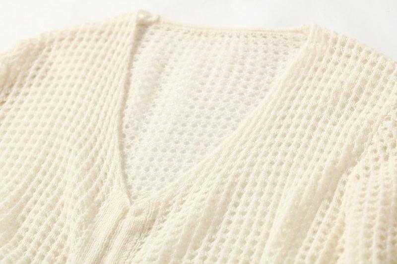 Special hollow-carved design of 100% cashmere knitted sweater - Lamycashmere