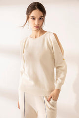 Special sleeve style 100% cashmere knitted round-neck sweater - Lamycashmere