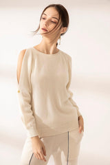 Special sleeve style 100% cashmere knitted round-neck sweater - Lamycashmere