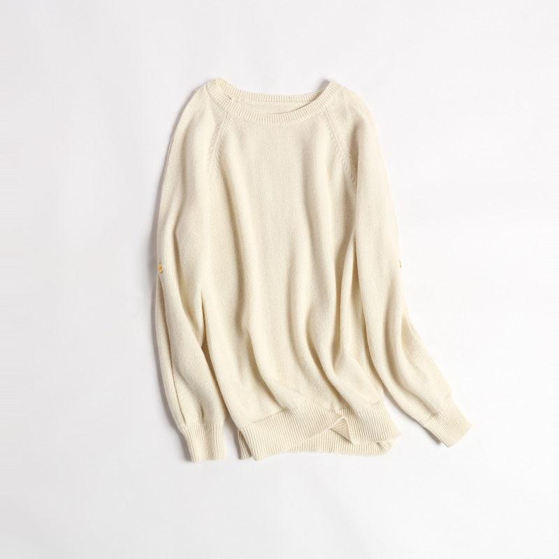 Special sleeve style 100% cashmere knitted round-neck sweater - Lamycashmere