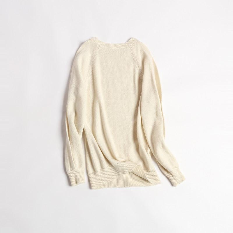 Special sleeve style 100% cashmere knitted round-neck sweater - Lamycashmere