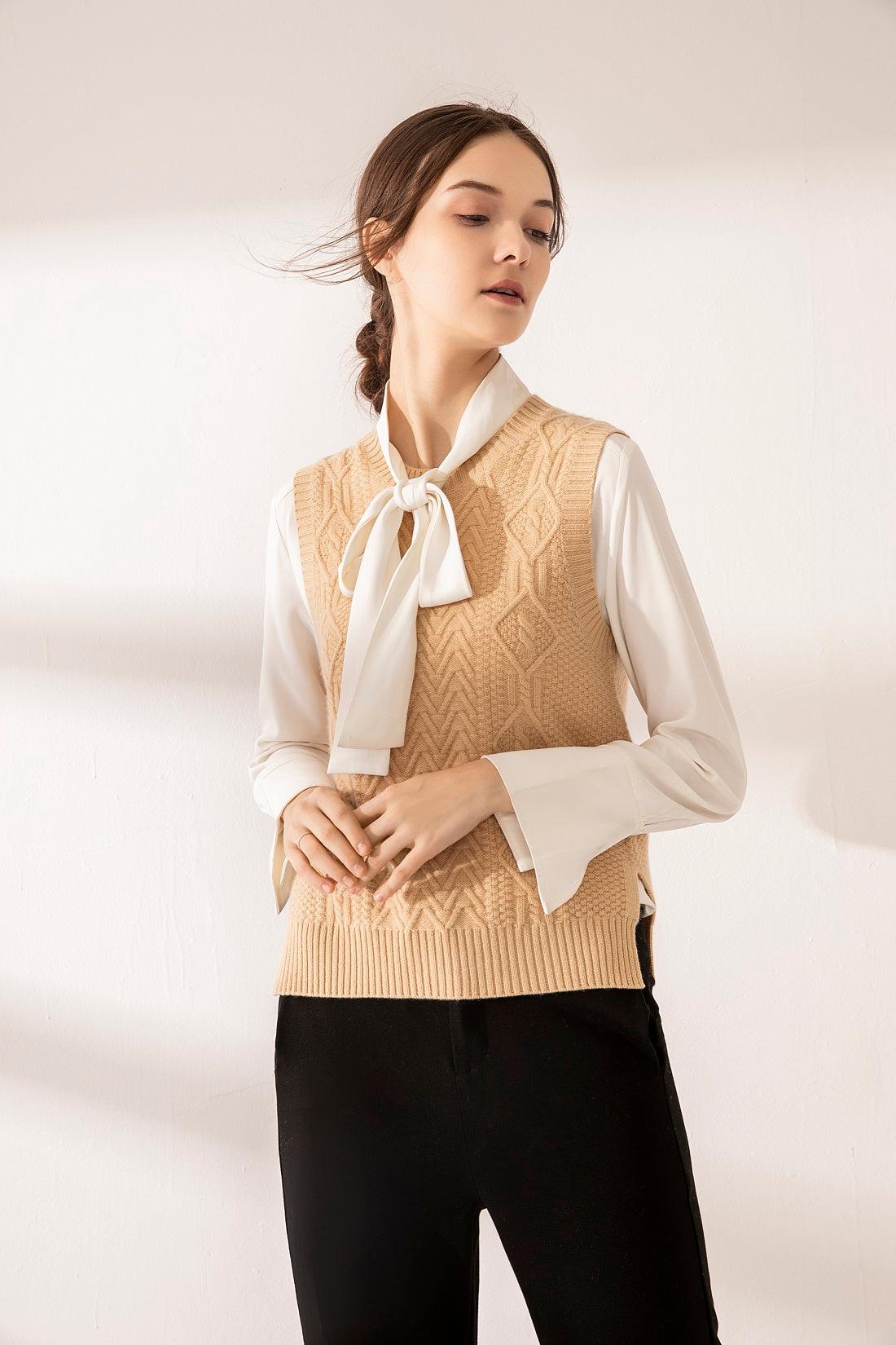 Spring & Autumn jag style of lady's cashmere knitted vest - Lamycashmere