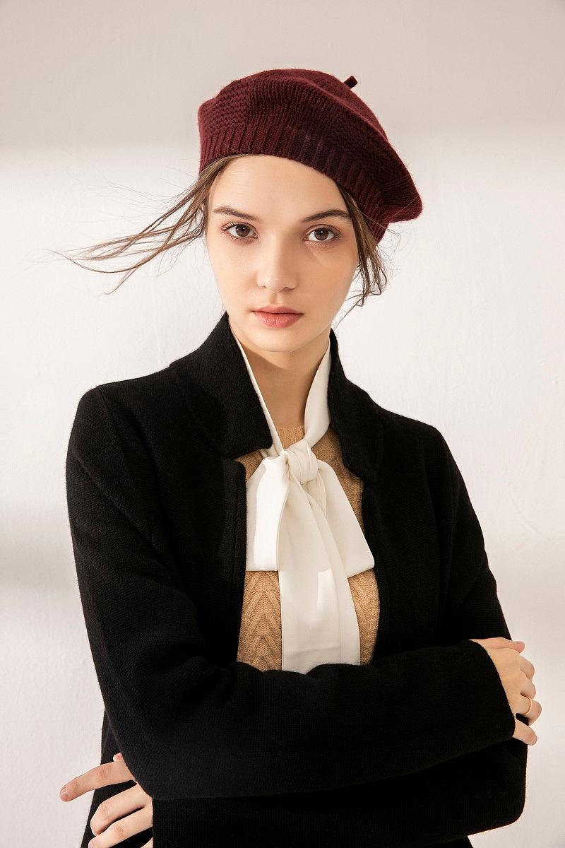 Super beautiful cashmere knitted beret for lady's - Lamycashmere