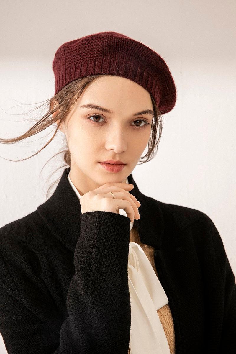 Super beautiful cashmere knitted beret for lady's - Lamycashmere