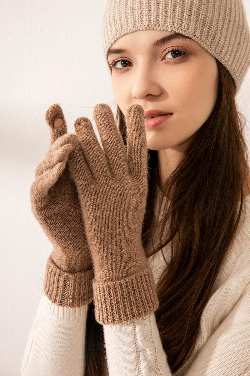 Touch screen pure Cashmere Women Knit gloves - Lamycashmere