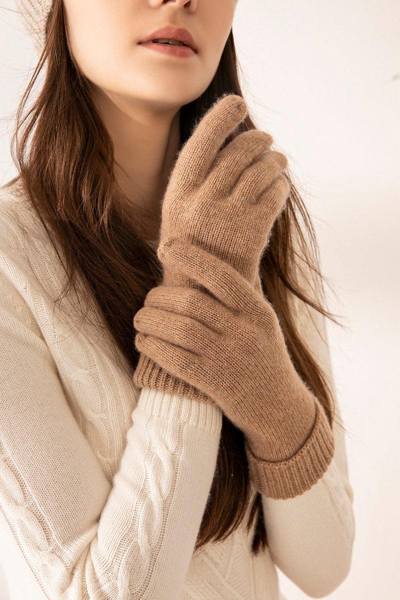 Touch screen pure Cashmere Women Knit gloves - Lamycashmere