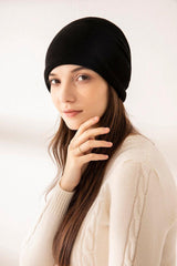 Turn edge simple style cashmere hat for lady's - Lamycashmere