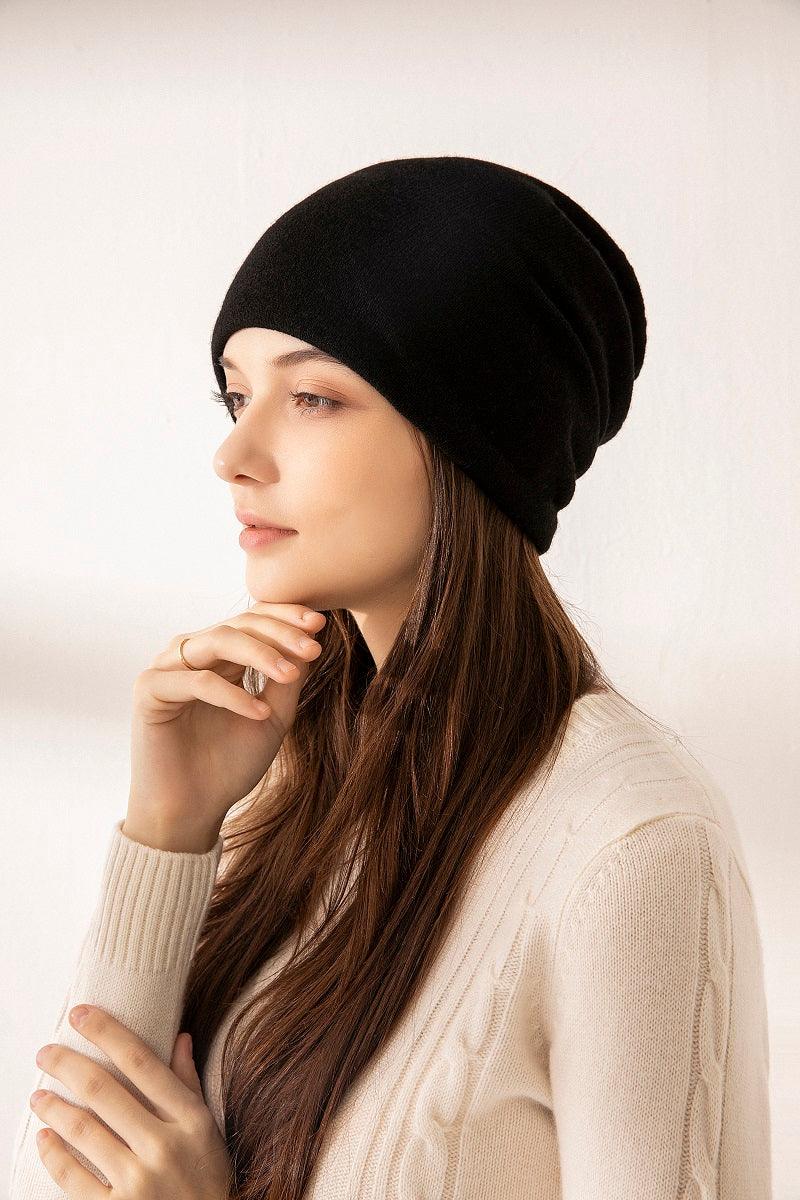 Turn edge simple style cashmere hat for lady's - Lamycashmere