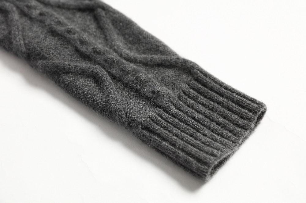 Turtleneck 100 cashmere knitted cable sweater for men - Lamycashmere