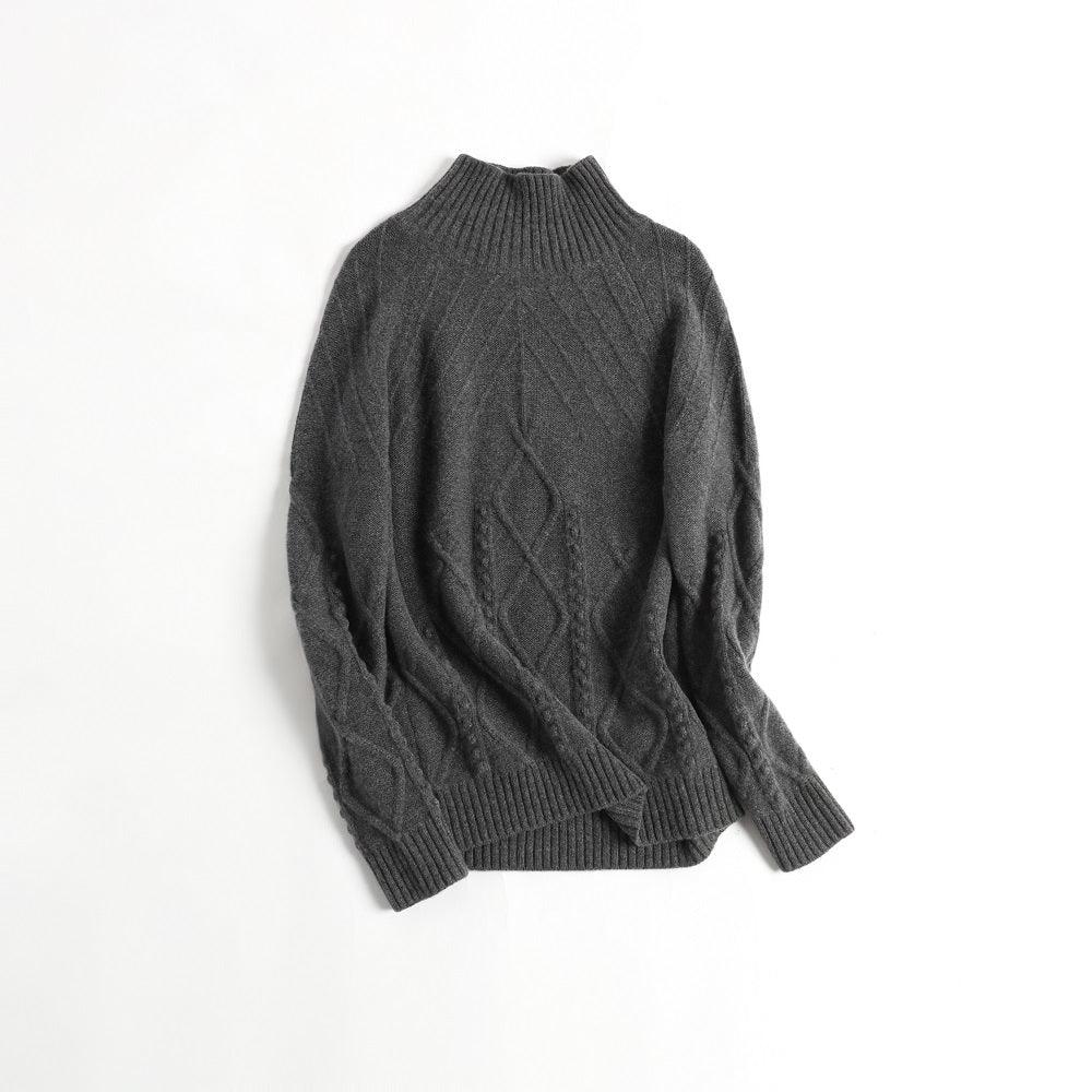 Turtleneck 100 cashmere knitted cable sweater for men - Lamycashmere