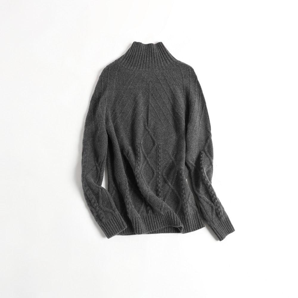 Turtleneck 100 cashmere knitted cable sweater for men - Lamycashmere