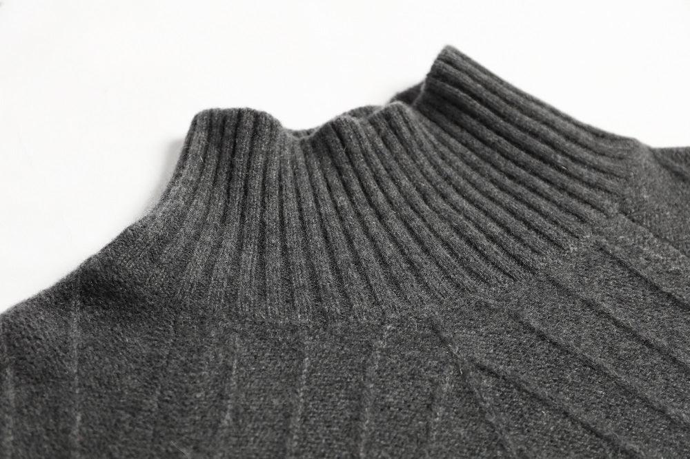 Turtleneck 100 cashmere knitted cable sweater for men - Lamycashmere