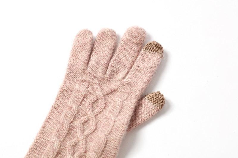 Useful 100%Cashmere Cable Women Knit gloves - Lamycashmere