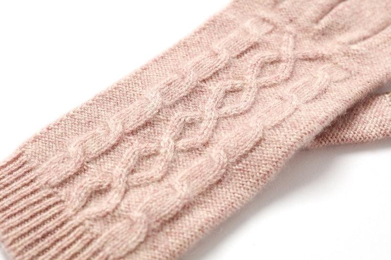 Useful 100%Cashmere Cable Women Knit gloves - Lamycashmere